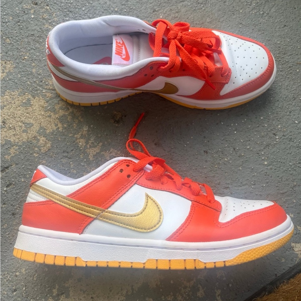 Limited edition Nike dunks in orange and gold size 8 men’s / 9 women’s